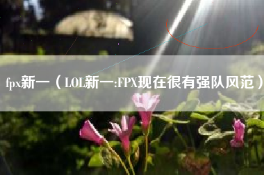 fpx新一（LOL新一:FPX现在很有强队风范）