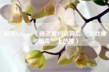 租号Valorant（腾讯被约谈背后:“游戏账号租卖”上热搜）