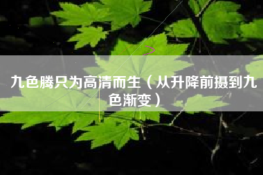 九色腾只为高清而生（从升降前摄到九色渐变）