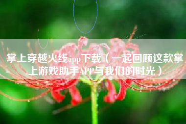 掌上穿越火线app下载（一起回顾这款掌上游戏助手APP与我们的时光）