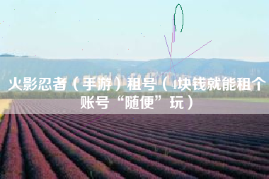 火影忍者（手游）租号（4块钱就能租个账号“随便”玩）