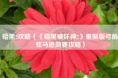 暗黑2攻略（《暗黑破坏神2》重制版弓箭亚马逊简要攻略）