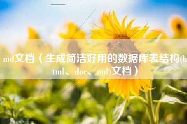 md文档（生成简洁好用的数据库表结构(html、doc、md)文档）