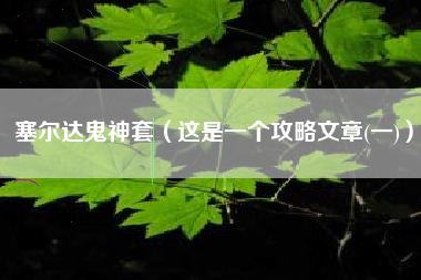 塞尔达鬼神套（这是一个攻略文章(一)）