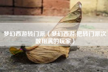 梦幻西游转门派（梦幻西游:把转门派次数用满的玩家）