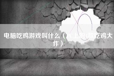 电脑吃鸡游戏叫什么（PC上的4款吃鸡大作）