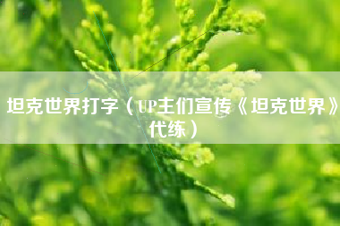 坦克世界打字（UP主们宣传《坦克世界》代练）