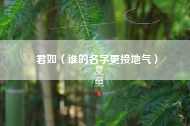 君如（谁的名字更接地气）