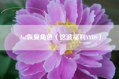 dnf恢复角色（这波福利YYDS）