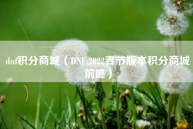 dnf积分商城（DNF:2022春节版本积分商城前瞻）