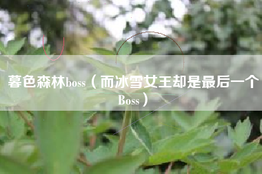 暮色森林boss（而冰雪女王却是最后一个Boss）