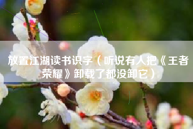 放置江湖读书识字（听说有人把《王者荣耀》卸载了都没卸它）