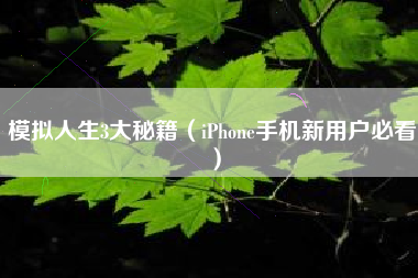 模拟人生3大秘籍（iPhone手机新用户必看）