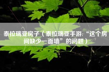 泰拉瑞亚房子（泰拉瑞亚手游:“这个房间缺少一面墙”的问题）