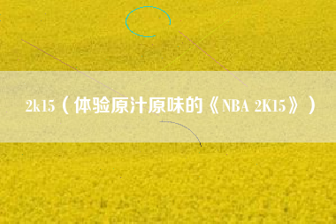 2k15（体验原汁原味的《NBA 2K15》）