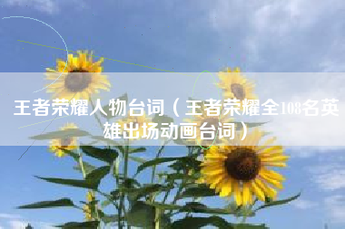 王者荣耀人物台词（王者荣耀全108名英雄出场动画台词）