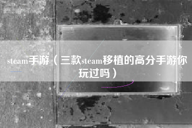 steam手游（三款steam移植的高分手游你玩过吗）