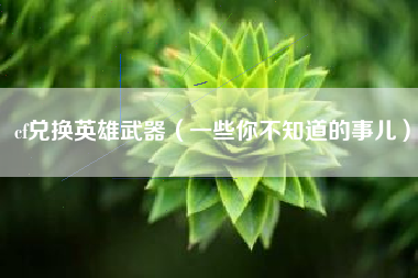 cf兑换英雄武器（一些你不知道的事儿）