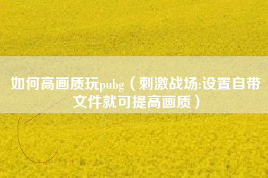 如何高画质玩pubg（刺激战场:设置自带文件就可提高画质）