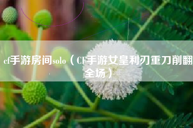 cf手游房间solo（CF手游女皇利刃重刀削翻全场）