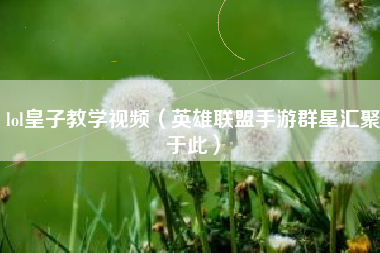 lol皇子教学视频（英雄联盟手游群星汇聚于此）