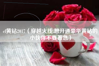 cf黄钻2017（穿越火线:想开通豪华黄钻的小伙伴不要着急）