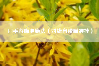 lol手游瞄准施法（对线自带瞄准挂）