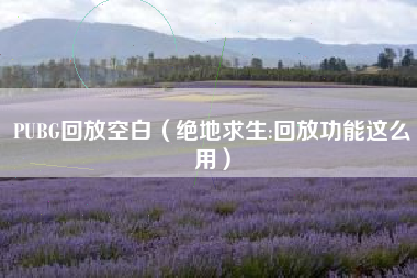 PUBG回放空白（绝地求生:回放功能这么用）