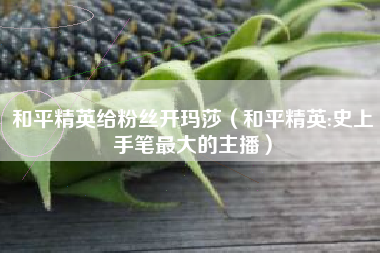 和平精英给粉丝开玛莎（和平精英:史上手笔最大的主播）