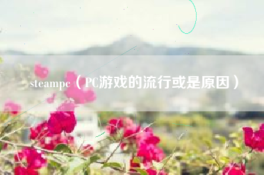 steampc（PC游戏的流行或是原因）