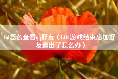 lol怎么查看qq好友（LOL游戏结束忘加好友退出了怎么办）