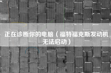 正在诊断你的电脑（福特福克斯发动机无法启动）