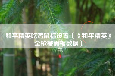 和平精英吃鸡鼠标设置（《和平精英》全枪械面板数据）