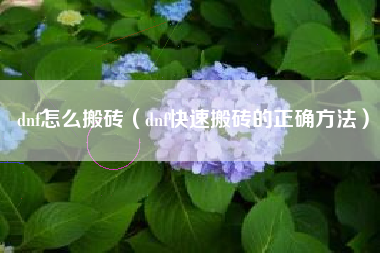 dnf怎么搬砖（dnf快速搬砖的正确方法）