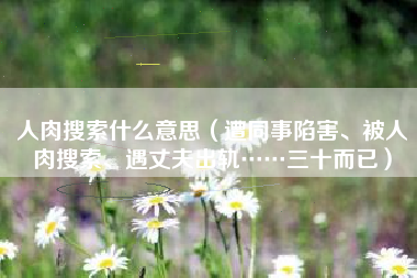 人肉搜索什么意思（遭同事陷害、被人肉搜索、遇丈夫出轨……三十而已）