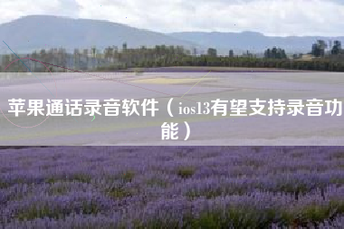 苹果通话录音软件（ios13有望支持录音功能）