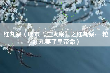 红丸案（明末“三大案”之红丸案:一粒红丸要了皇帝命）