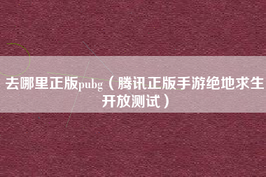 去哪里正版pubg（腾讯正版手游绝地求生开放测试）