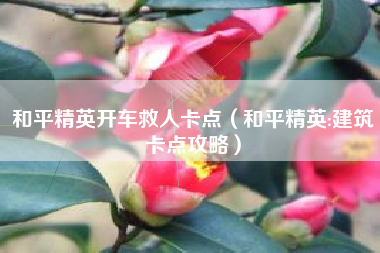 和平精英开车救人卡点（和平精英:建筑卡点攻略）