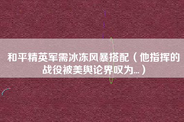 和平精英军需冰冻风暴搭配（他指挥的战役被美舆论界叹为...）