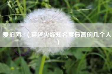 爱拍网cf（穿越火线知名度最高的几个人）