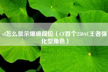 cf怎么显示爆破段位（CF首个250AC王者强化型角色）