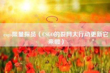 csgo限量探员（CSGO的裂网大行动更新它来啦）