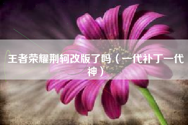 王者荣耀荆轲改版了吗（一代补丁一代神）