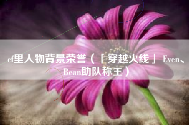 cf里人物背景荣誉（「穿越火线」 Even、Bean助队称王）