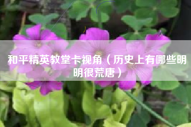 和平精英教堂卡视角（历史上有哪些明明很荒唐）