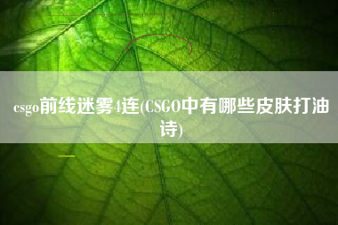 csgo前线迷雾4连(CSGO中有哪些皮肤打油诗)