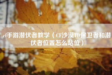 cf手游潜伏者教学（CF沙漠TD保卫者和潜伏者位置怎么站位）