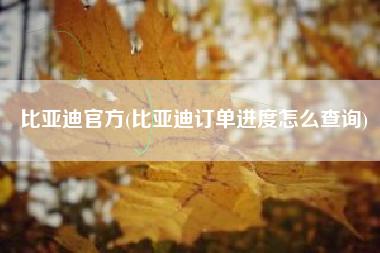 比亚迪官方(比亚迪订单进度怎么查询)