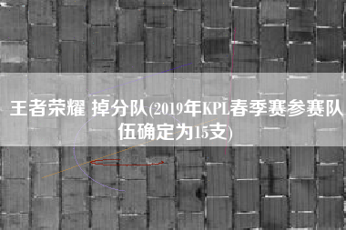 王者荣耀 掉分队(2019年KPL春季赛参赛队伍确定为15支)